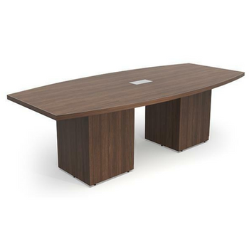 brown boat-shaped conference table